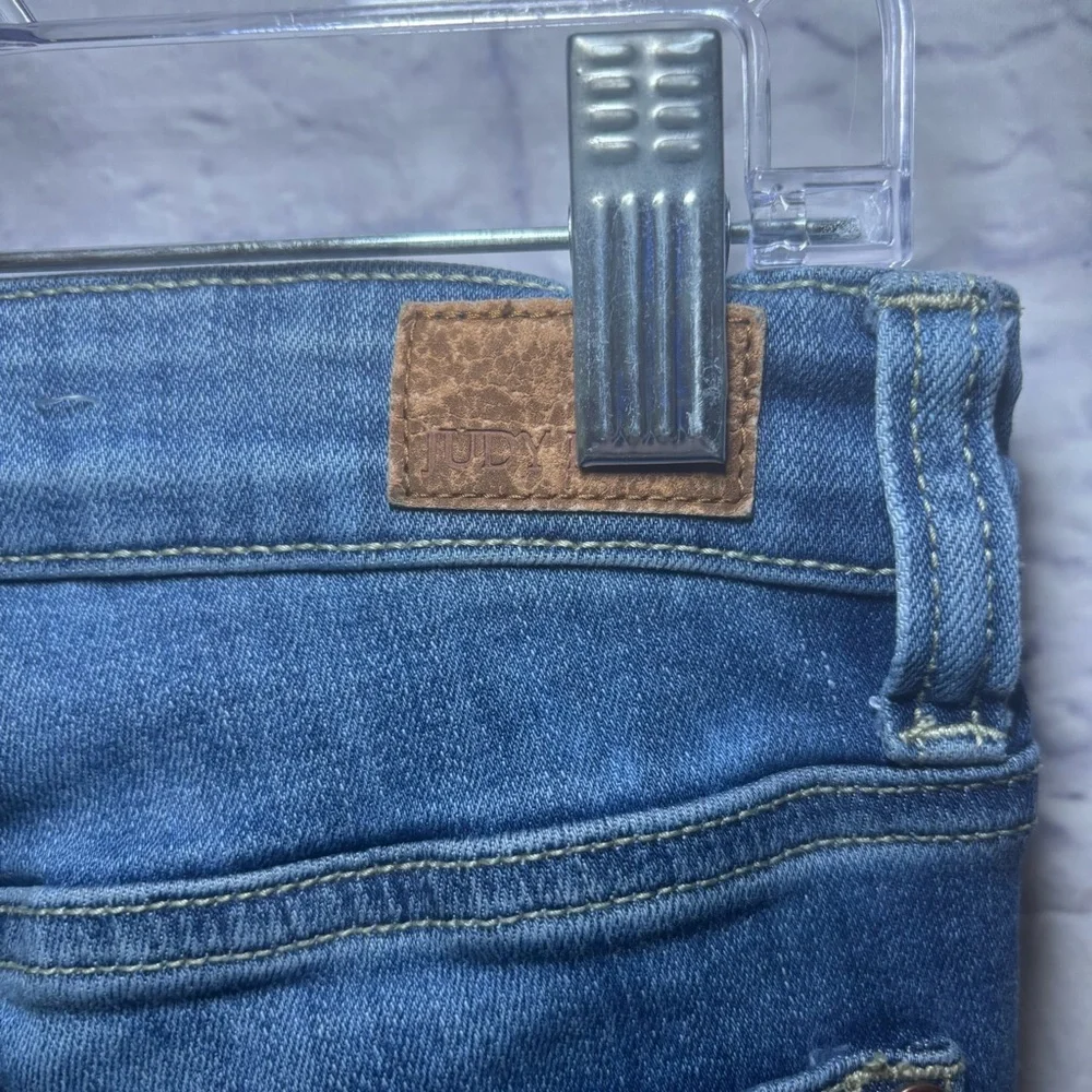 Judy Blue Jeans Womens 7/28 Blue Denim Skinny Distressed Leopard Stretch Pants